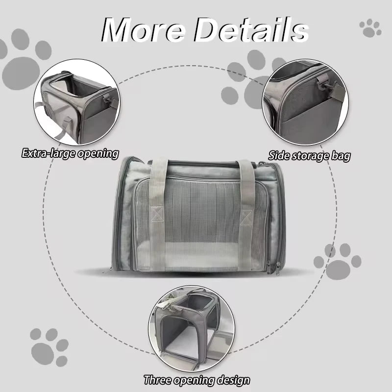 Large Capacity Oxford Breathable Double Shoulder Pet Carrier Bag Fashionable New Foldable Square Design Portable Travel Bag Cats