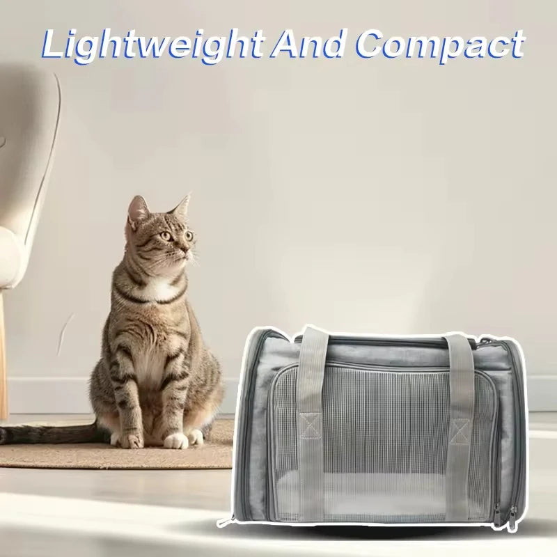 Large Capacity Oxford Breathable Double Shoulder Pet Carrier Bag Fashionable New Foldable Square Design Portable Travel Bag Cats