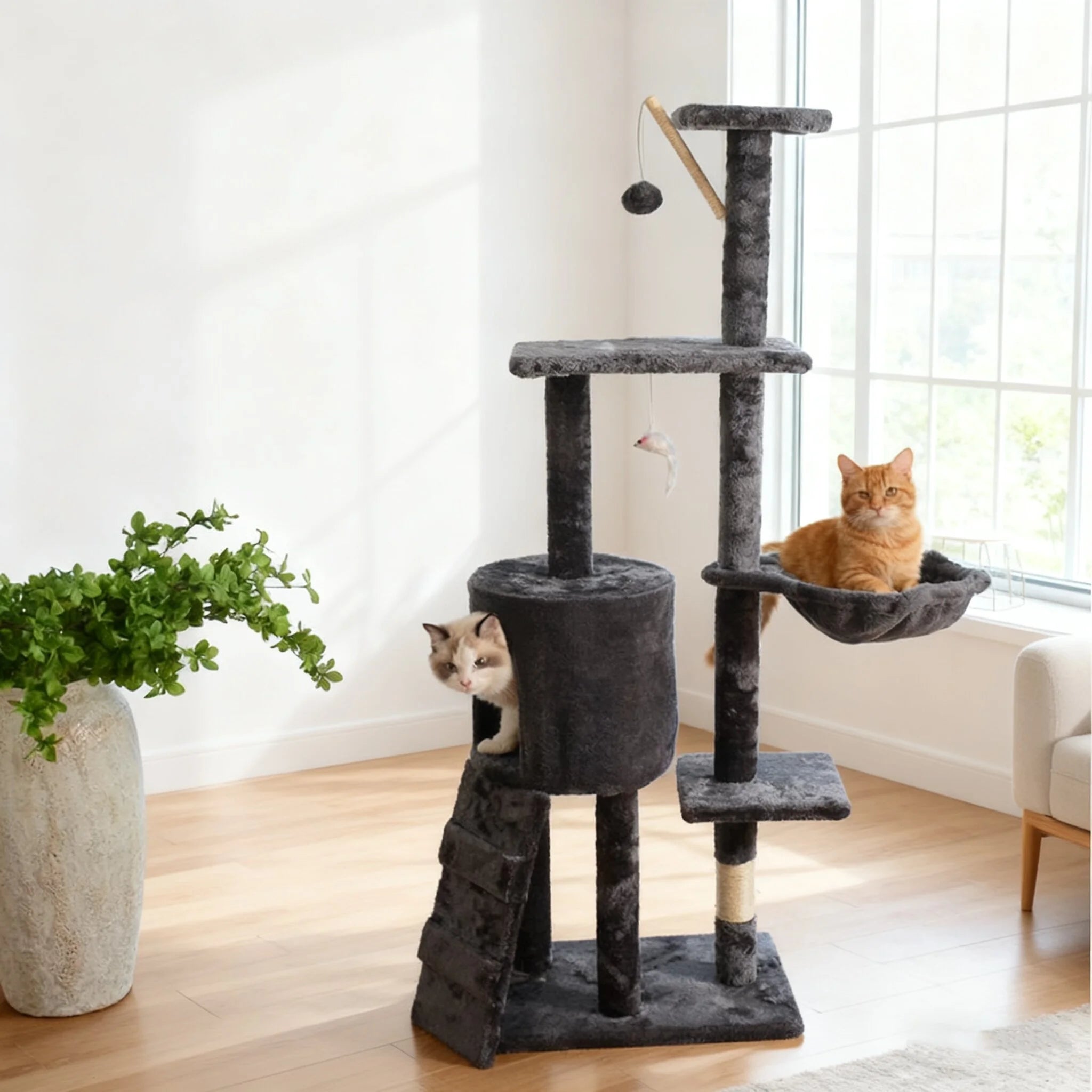 Cat Climbing Frame Large Cat Tree Modern Cat House Combo Jumping Platform Sisal Post Wood Stand