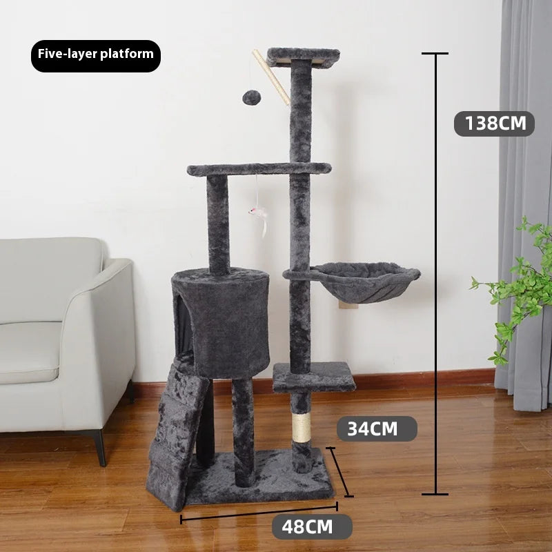 Cat Climbing Frame Large Cat Tree Modern Cat House Combo Jumping Platform Sisal Post Wood Stand
