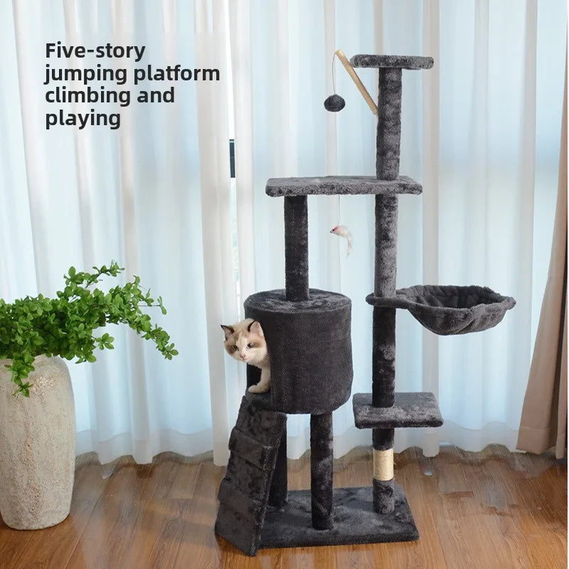 Cat Climbing Frame Large Cat Tree Modern Cat House Combo Jumping Platform Sisal Post Wood Stand