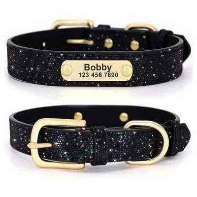 Personalised Sequin Sparkle Pet ID Dog Collar